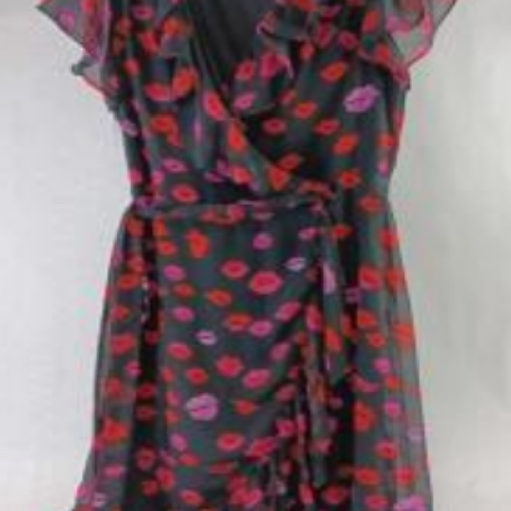 Vintage Y2K Betsey Johnson Ruffled Mini Dress - Red and Pink Lips